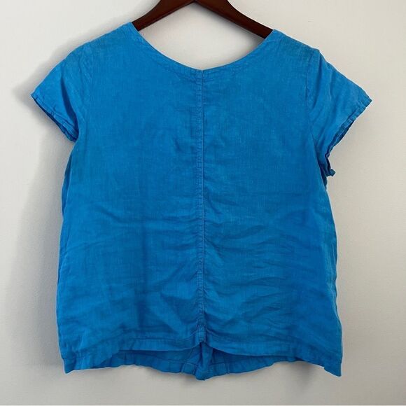 C&C Boxy Blue Linen Button Back Top | Size Medium - Picture 1 of 5
